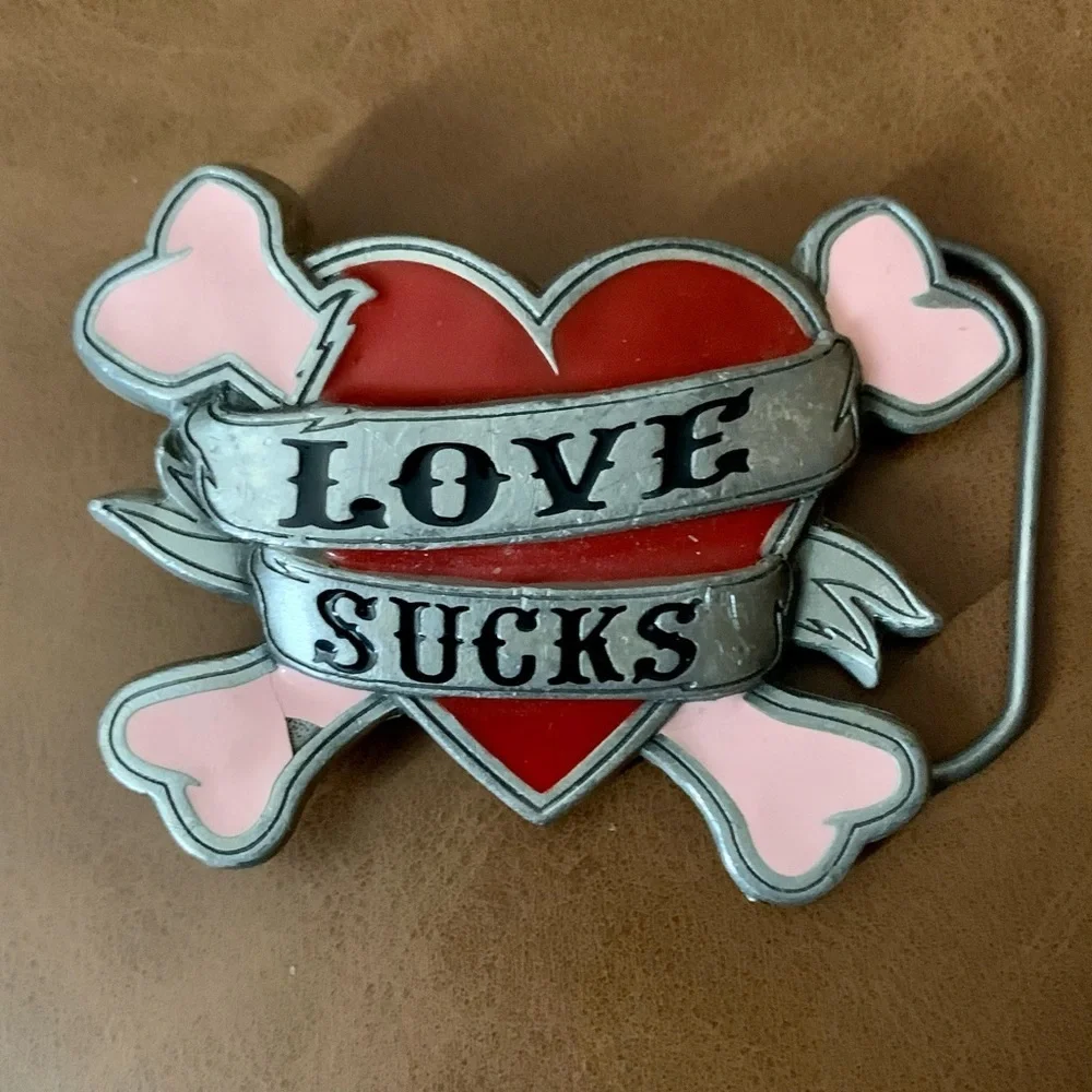 Love Sucks Pewter Belt Buckle
